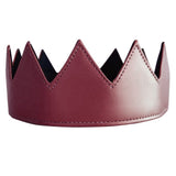 Gothic Punk Crown Headband PU Leather Adjustable Headwear Hair Ornament Medieval King Queen Costume Accessory For Party Birthday