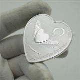 "I LOVE YOU"999 Silver Mickey Heart-shaped Love Coins Collectibles Love Confession Marriage Memorial Gift My Heart Flies for You