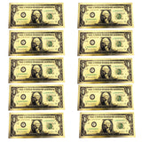 10pcs USA 1 Dollar Gold Foiled Platsic Banknote Bill Fake Money United States OF America Replica Coin Souvenirs Home Decor