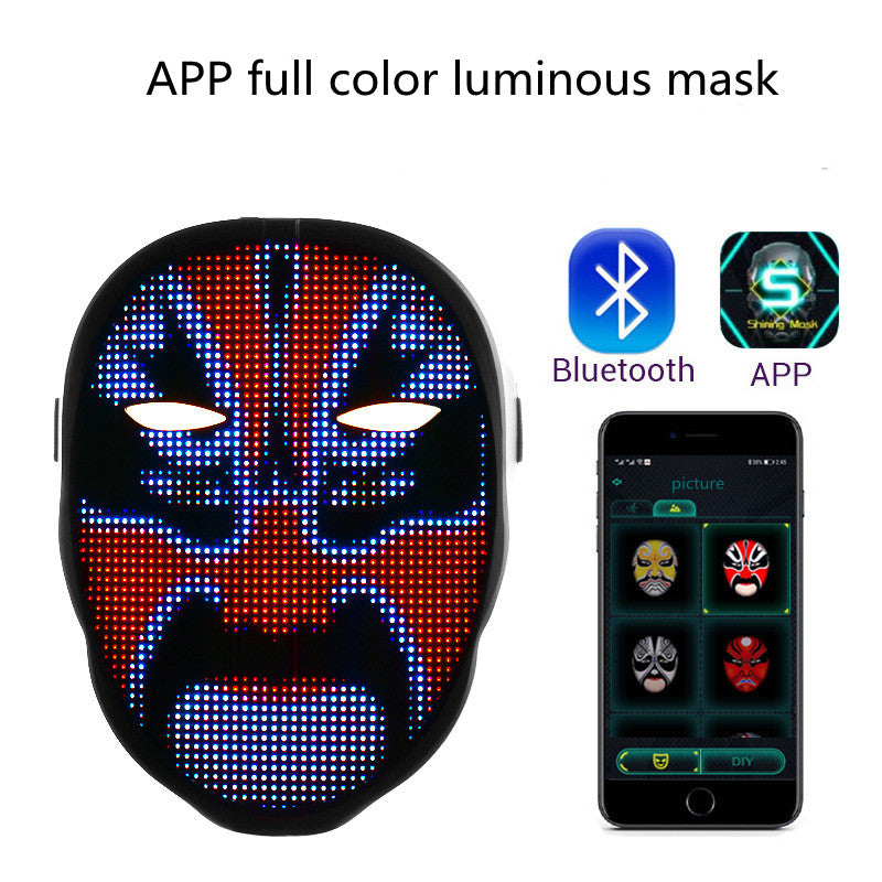 Halloween Full-Color LED Face-Changing Glowing Mask APP Control DIY Shining Mask For Ball Festival DJ Party Christmas Mask