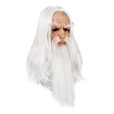 Halloween Headgear Realistic Old Man Head Masks Latex Long Hair Wizard Performance Prop For Halloween Costume Cosplay Party