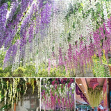Hanging Artificial Silk Wisteria Fake Garden Flowers Plants Vines Decor DIY Wedding Arch Wreaths Party Decoration Faux Flowers