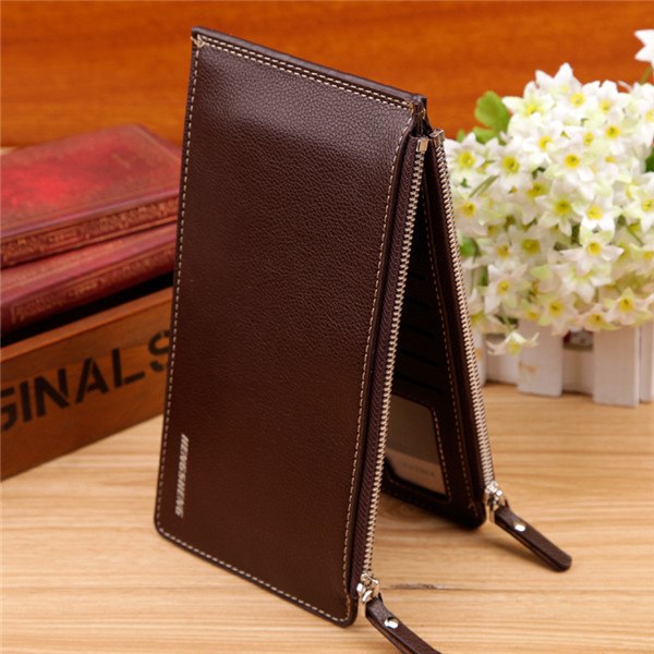 Hengshen Casual Solid High capacity Striped Leather Letter Zipper Polyester walle with coin pocke Litchi pattern quality purse
