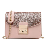 Herald Fashion Women Sequined Messenger Bag Quality Leather Women's Flap Bag Chain Strap Female Shoulder Bag Lay Crossbody Bags