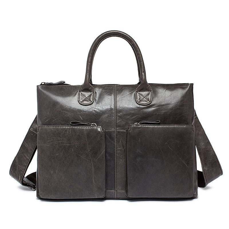 High Quality Mens Leather Handbag Business Briefcase Shoulder Bags Pockets Waterproof Softshell Messenger Sling Bag Satchels