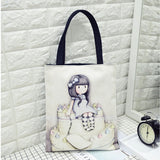 High Quality Plain Black Women's Handbag Character Scho Bag Fashion Casual Cartoon Shoulder Bag Leisure Shopper Bag