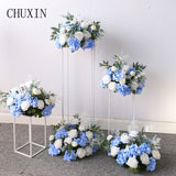 Homemade wedding decoration Blue series flower ball simulation flower row home decor curtain flower wedding sign in the road