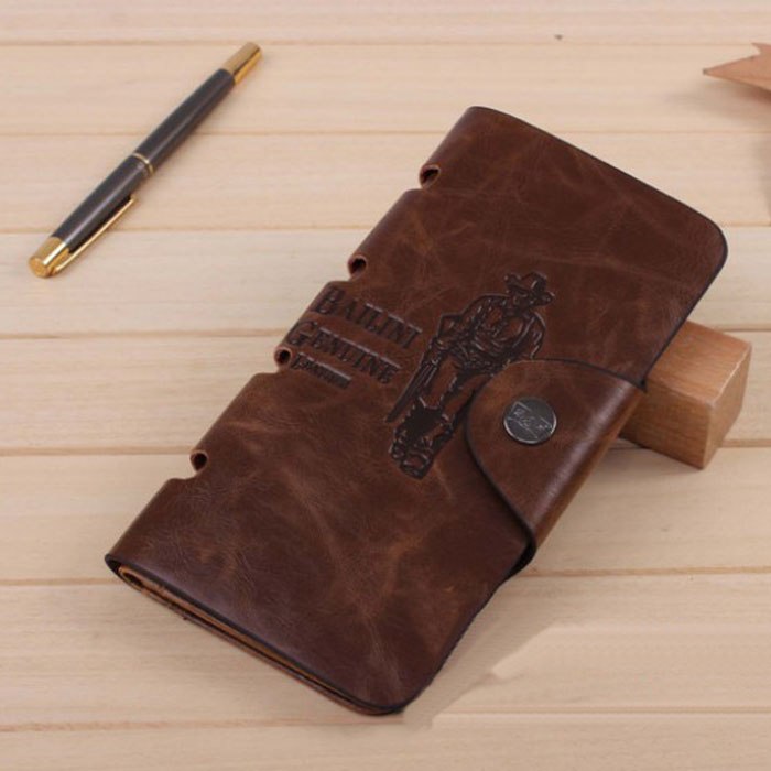 Ho Sale 2018 Ho Mens Vintage PU Leather Long Walle Pockets Design High Quality Retro Walle ID Card Clutch Bifold Purse Brown