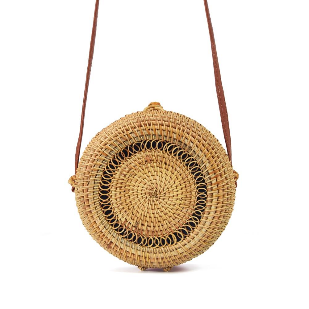 INS Style Handmade Round Rattan Bag Hollow Ou Woven Bag