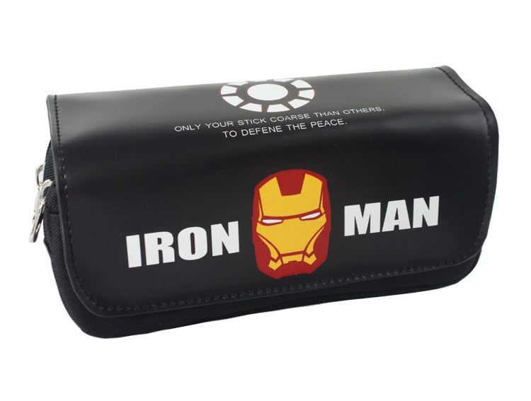 Iron-man Pen Bag Purse Batman Superman Captain America Deadpo Super Capacity Double Zipper Pencil Bags Walle Stationery Bags