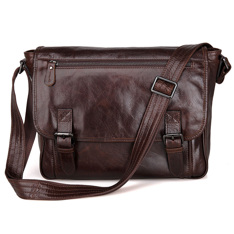 Genuine Leather Briefcase Vintage Cross Body Purse Men'S Messenger Bag 7022Q