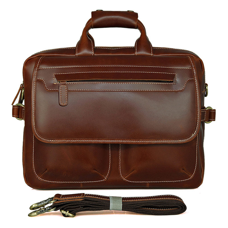 Guarantee Genuine Pull Up Leather Briefcase Bag Business Hand Laptop Bag 7085X