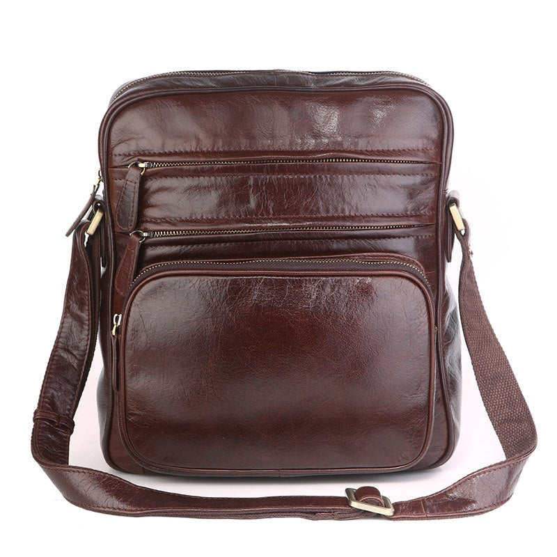Vintage Tan Leather Trendy Shoulder Messenger Bag Men's Sling Bags Handbags 7337C