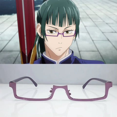 Jujutsu Kaisen Anime Cosplay Costume Maki Zenin Eyewear Purple Half Frame Glasses Eyeglasses Unisex Accessories Prop
