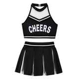 Kids Girls Cheerleader Costume Sleeveless Crop Tops With Shorts Pleated Skirt Set School Musical Team Suit Cheerleading Uniform