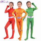 Kids Girls Totally Spies Cosplay Costume Zentai Suit Bodysuit Hero Jumpsuit Cosplay Halloween Child Kids Girls Party Costume