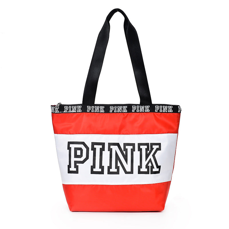 Women Travel Tote Crossbody Bag Printing Pink Letter Foldable Waterproof Handbag Female Fashion Shopping Shoulder Bag