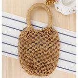 Hollow Ou Cotton Fabric Tote Bucke Bags Women Top-handle Handbags Ladies Shoulder Shopper Bags Knitting Summer Beach Bag