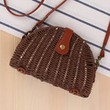 Women's shell rattan straw shoulder bag retro travel beach Messenger bag fashion handbag 20X13X5 cmDesigner high quality