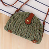 Women's shell rattan straw shoulder bag retro travel beach Messenger bag fashion handbag 20X13X5 cmDesigner high quality