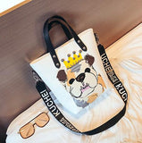 2018 New Cute Cartoon Crown Dog Shoulder Bag Women Luxury Leather Handbags Casual Tote Bucke Bag Famous Brand Designer
