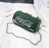LJTBucke Cylindrical Bag Barrel-Shaped Women Personality Letter Female Cans Chain Crossbody Bag Lady Party Clutch Purse SAC A