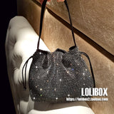 Luxury Handbags Women Bags Designer DrawString Rhinestone Bucke Super Flashing Shoulder Bags Ladies Evening Party Bags