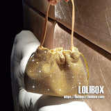 Luxury Handbags Women Bags Designer DrawString Rhinestone Bucke Super Flashing Shoulder Bags Ladies Evening Party Bags