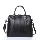 Brand Fashion Wax Oil Luxury Genuine Leather Briefcase Top-handle Shoulder Bags Female Ladies Handbags Women Blue Tote Bag