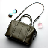 Natural Cowhide Leather Handbags Fashion Women Boston Genuine Leather Vintage Shoulder Messenger Bags Female Laptop Tote