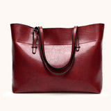 Vintage Style Women Bag Wax PU Leather Women Leather Handbag Large Tote Shoulder Bags Top Handles B Feminina