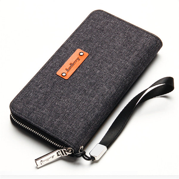 Large Capacity Men's Canvas Zipper Wallets Men's handy portfolio Fashion Brief Business Clutch Purse Credi Card Holder