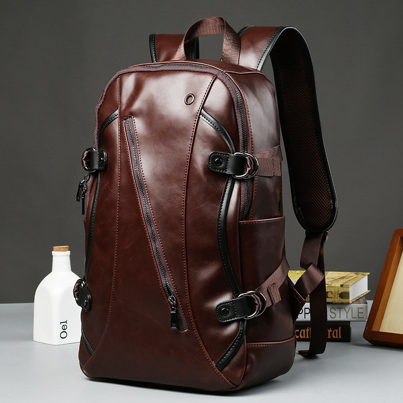Large capacity Travel Laptop Backpack mochila Men's Leather Backpack Schoolbag Vintage Solid Leather Backpack men