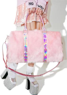 Laser Hologram Luggage Bag Women Duffle Travel Handbag Fashion Girls Pink Patchwork Bag Holographic Shoulder Bag Large Capacity