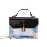 Laser Messenger Bags Women Fashion Jelly Transparen Shoulder Bags Holographic Plastic Handbags Hasp Lock Chains Crossbody Bag