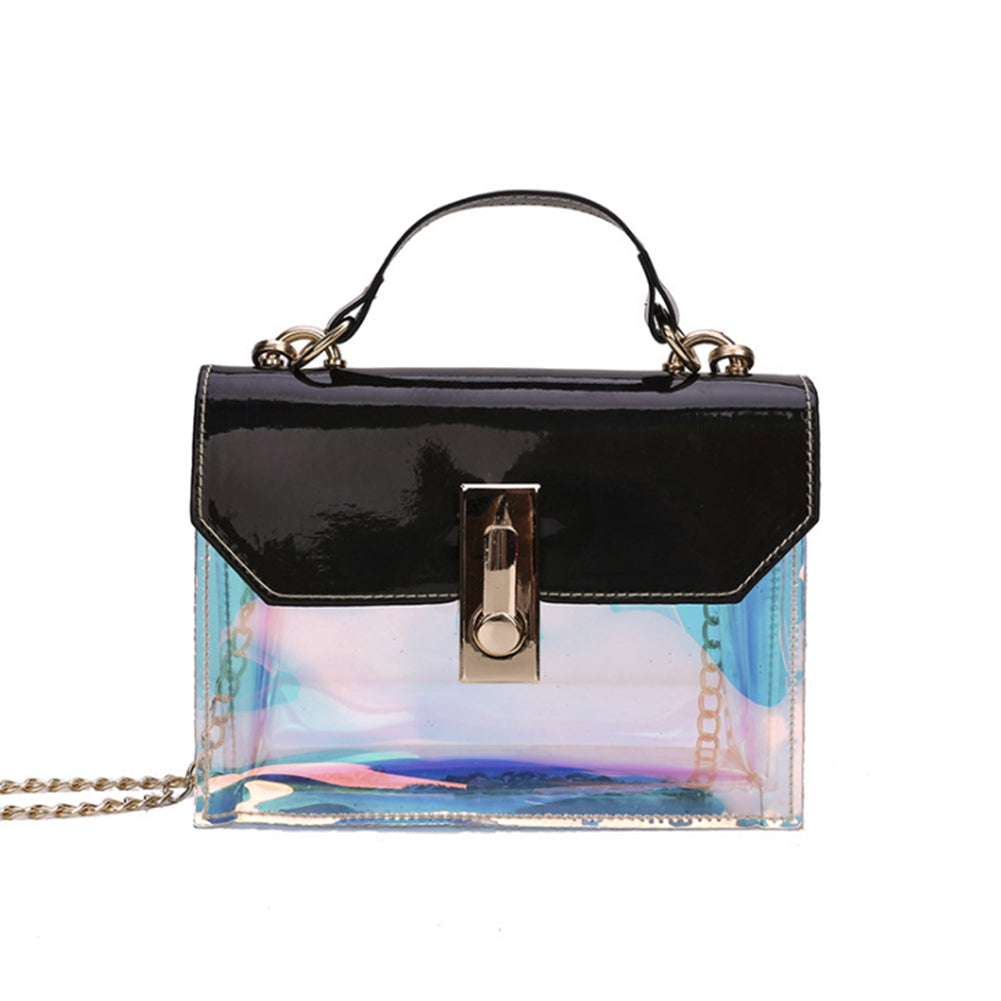 Laser Messenger Bags Women Fashion Jelly Transparen Shoulder Bags Plastic Handbags Hasp Lock Chains Crossbody Bag Holographic