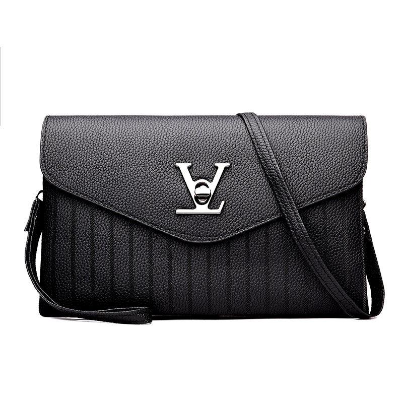 Late New Fashion Brand V Word Pu Leather Women Black Red Gray Shoulder & Crossbody Bag Handbag Messenger Bag Ladies Baguette