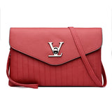 Late New Fashion Brand V Word Pu Leather Women Black Red Gray Shoulder & Crossbody Bag Handbag Messenger Bag Ladies Baguette