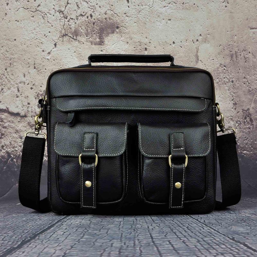 Men Real Leather Antique Style Coffee Briefcase Business 13 Laptop Cases Attache Messenger Bags Portfolio B207