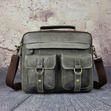 Men Real Leather Antique Style Coffee Briefcase Business 13 Laptop Cases Attache Messenger Bags Portfolio B207