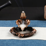 Leaf Tower Incense Ceramic Burner Fragrance Holder Backflow Censer Creative Aromatherapy Smoke Reflux Incense Stick Incense