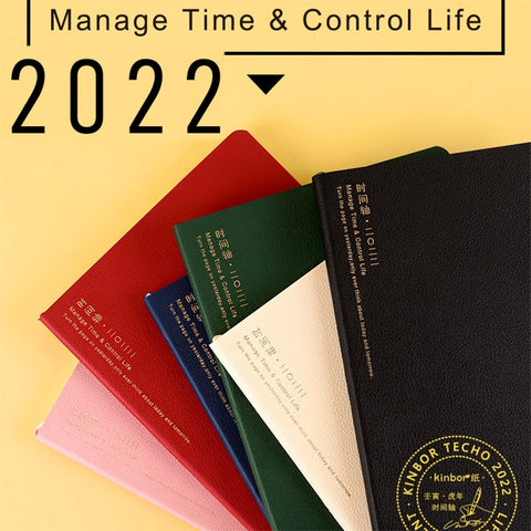 Leather Cover Planner Agenda 2022 Year A5 Timeline Personal Diary Schedule Book Monthly Weekly Plan Notebooks Journal Stationery