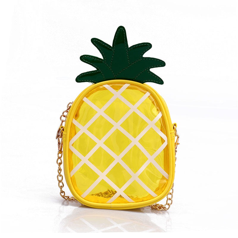 Leather Cute Handbag for Women Lovely Pineapple Bag with Chain Hollow Ou Mini child's Frui bags purse for girls