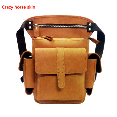 Leather Men Crazy Horse Messenger Crossbody Shoulder Bags Travel Motorcycle Riding Fanny Pack Wai Bel Bags Thigh Drop Leg Bag