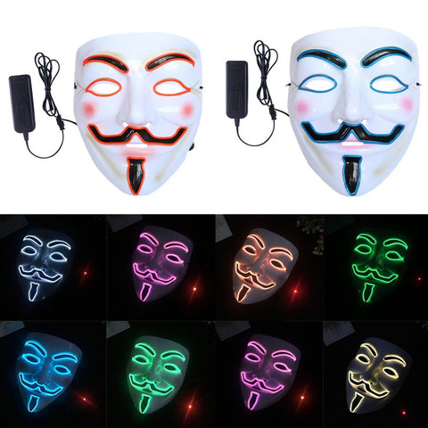 Led Party Masks V For Vendetta Anonymous Guy Fawkes Party Cosplay Masquerade Dress Up Mask Fancy Adult Costume Accessory