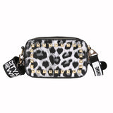 Leopard Flap Rive Leather Bags for Women 2018 Messenger Bag Women's Shoulder Bag Letter Strap B Double Zippers Mini Handbag