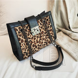 Leopard Plush Designer Women Handbags PU Shoulder Bags Tote Women Messenger Bags Travel Female Crossbody Bags Chain Luxury