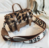Leopard Plush Ladies Small Tote bag 2018 New High quality PU Leather Women's Designer Handbag Portable Shoulder Messenger Bags
