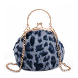 Leopard Plush Shell Ladies Handbag New Fashion Personality High Quality Casual Wild Shoulder Messenger Bag