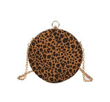 Leopard women's diamond package 2018 autumn new wild fashion personality small round bag shoulder messenger chain designer sac